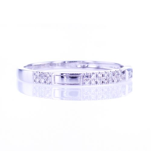 Double Diamond Row Wedding Band